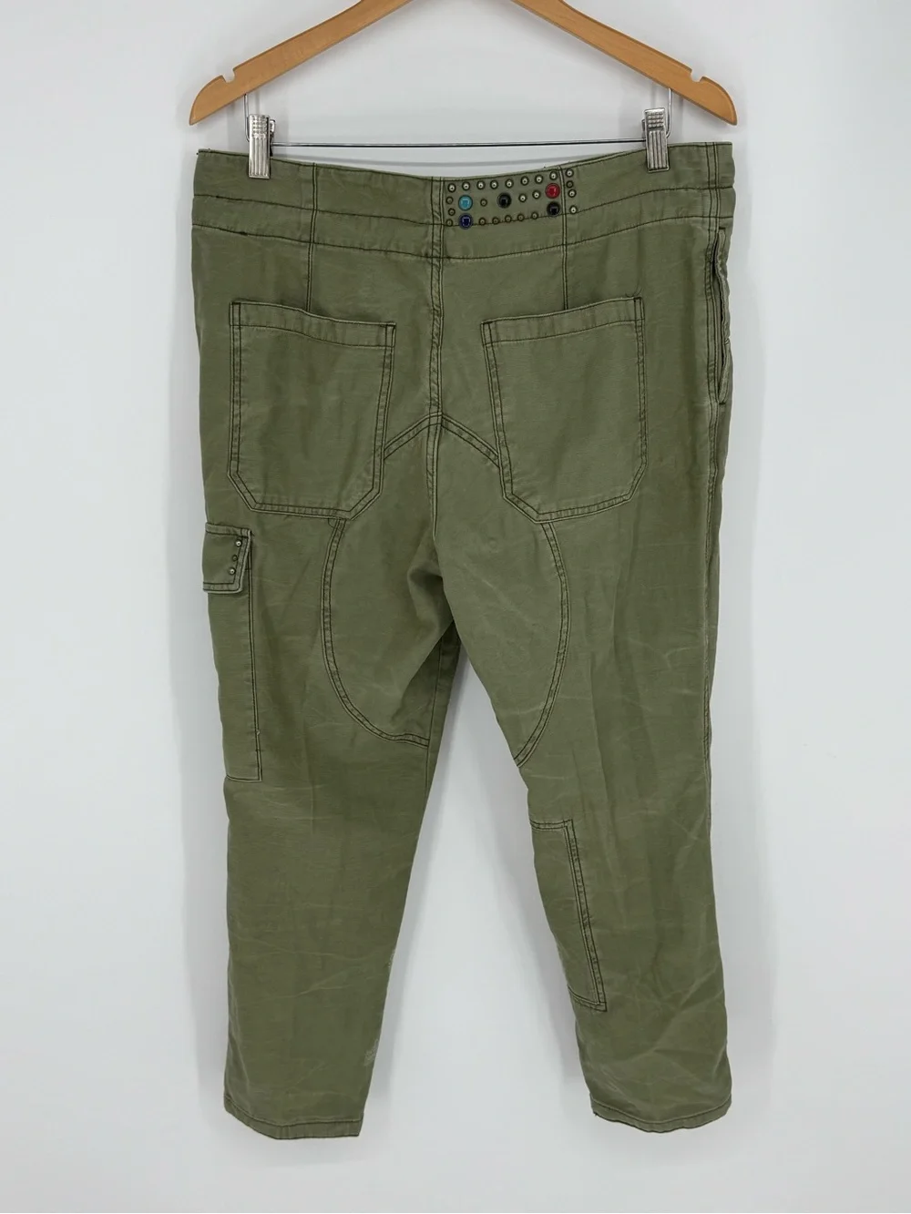 Free People Olive Green Cropped Cargo Pants